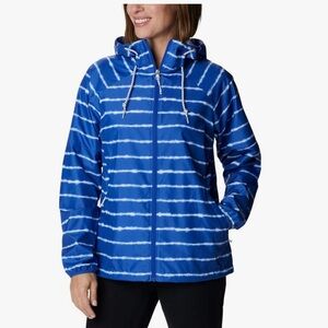 Columbia Women's Blue and White Striped windbreaker Jacket Side Hill NWOT